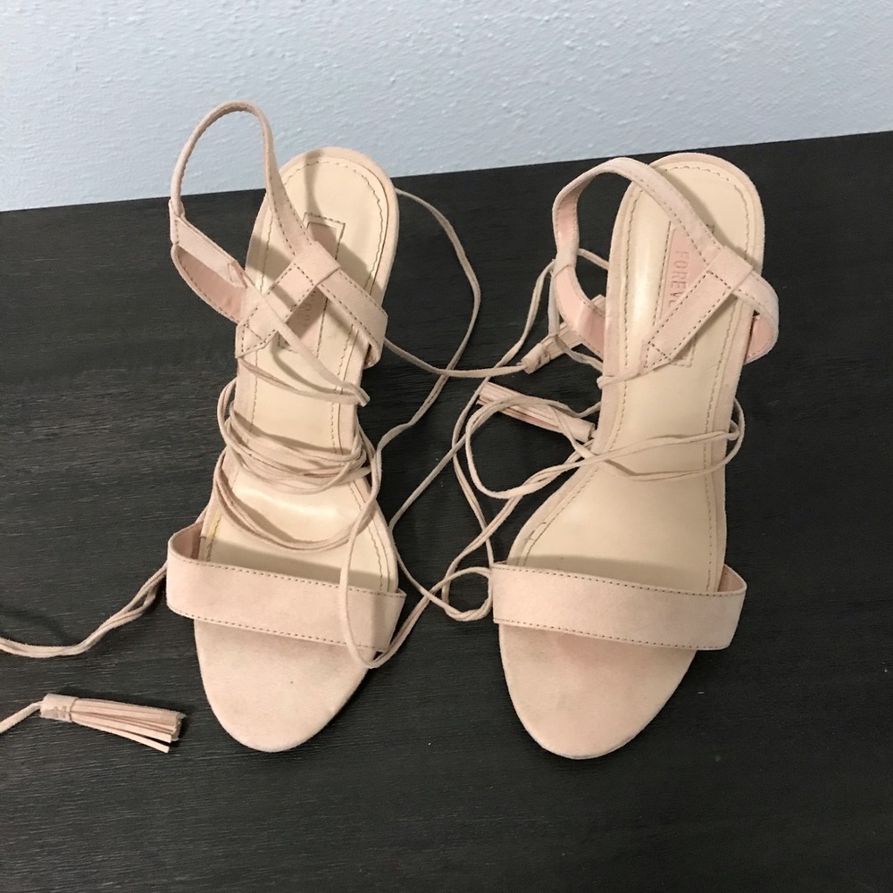 Tie up heels. Worn once 😍